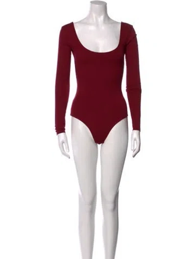 Pre-owned Gabriela Hearst Scoop Neck Long Sleeve Bodysuit In Red