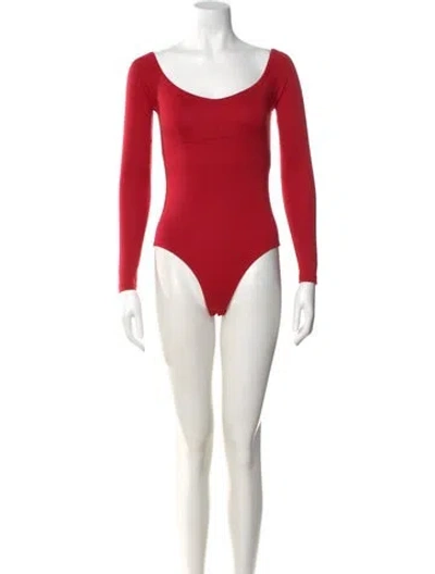 Pre-owned Gabriela Hearst Scoop Neck Long Sleeve Bodysuit In Red