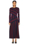 Gabriela Hearst Seema Dress In Dark Navy & Bordeaux