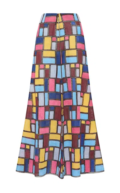 Gabriela Hearst Selma Patchwork Embroidered Maxi Skirt In Aurora Multi Linen