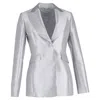 Gabriela Hearst Serge Blazer In Silver Silk In Silver