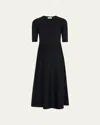 Gabriela Hearst Seymore Knit Midi Dress In Black Merino Wool Cashmere In Black