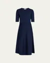 Gabriela Hearst Seymore Heathered Wool-cashmere Knit Midi Dress In Dark Navy
