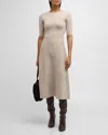 Gabriela Hearst Womens Ivory Seymore Wool, Cashmere And Silk-blend Midi Dress M In Oatmeal