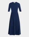 Gabriela Hearst Seymore Heathered Wool-cashmere Knit Midi Dress In Blue