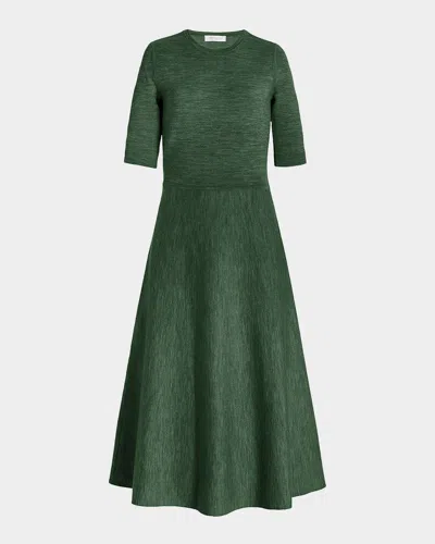 Gabriela Hearst Seymore Heathered Wool-cashmere Knit Midi Dress In Green