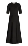 Gabriela Hearst Seymore Flared-hem Wool-blend Maxi Dress In Black