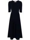 Gabriela Hearst Seymore Flared-hem Wool-blend Maxi Dress In Blue