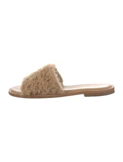 Pre-owned Gabriela Hearst Shearling Slides In Neutral