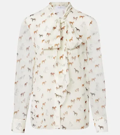 Gabriela Hearst Shildon Tie-neck Silk Blouse In Brown