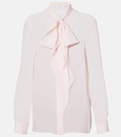 Gabriela Hearst Shildon Tie-neck Silk Blouse In Pink