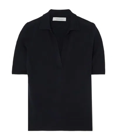 Gabriela Hearst Short Sleeve Polo Shirt In Black