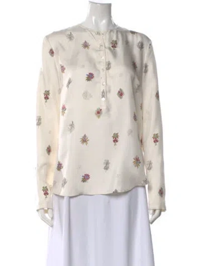 Pre-owned Gabriela Hearst Silk Floral Print Blouse In Neutral
