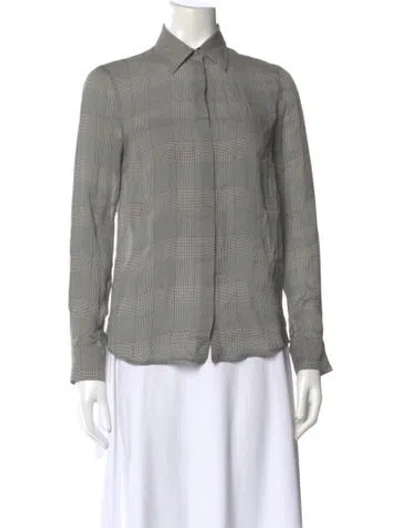 Pre-owned Gabriela Hearst Silk Plaid Print Blouse In Multi