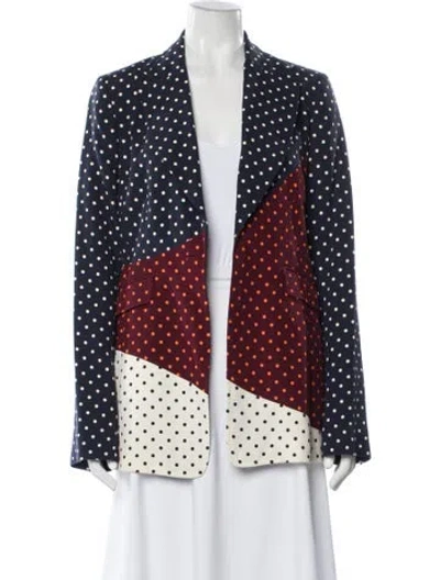 Pre-owned Gabriela Hearst Silk Polka Dot Print Blazer In Blue