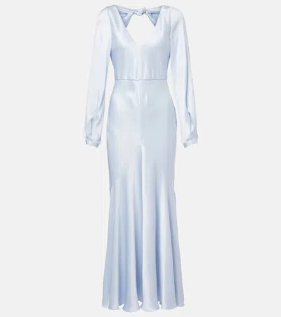 Gabriela Hearst Peyton Knotted Cut-out Satin-silk Maxi Dress In Blue