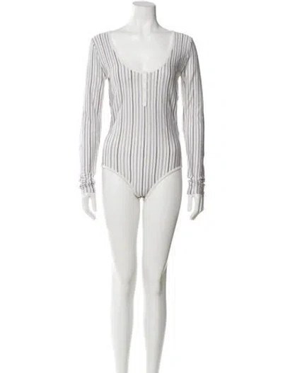 Pre-owned Gabriela Hearst Silk Striped Bodysuit In White