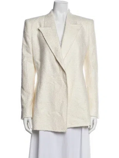 Pre-owned Gabriela Hearst Silk Tweed Pattern Blazer In White