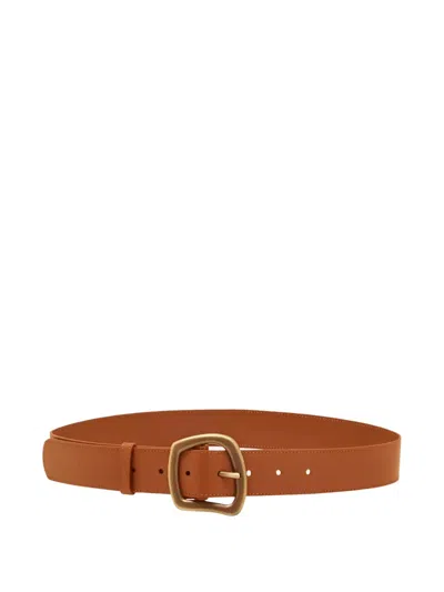 Gabriela Hearst Simone Irregular-buckle Belt In Brown