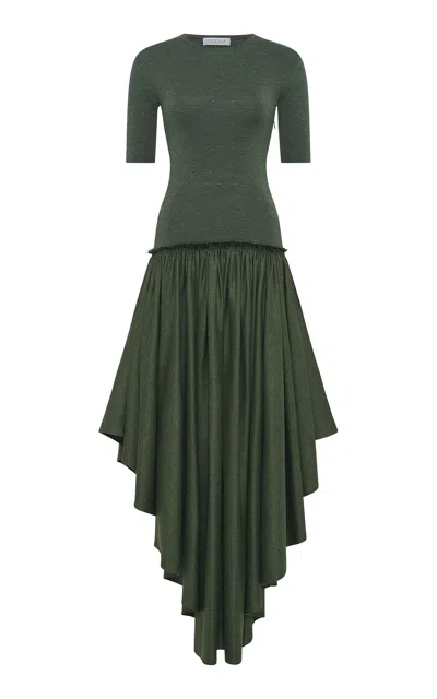 Gabriela Hearst Sirona Wool-silk Maxi Dress In Olive