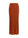 Gabriela Hearst Long Knitted Skirt With Narrow Ribs In Orange