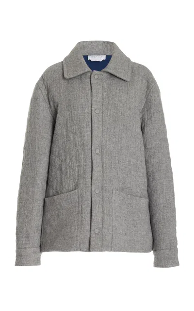 Gabriela Hearst Skye Paddock Jacket In Light Grey Melange Cashmere Linen