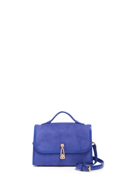 Gabriela Hearst Small Leonora Flap Bag In Cobalt Suede