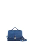 Gabriela Hearst Small Leonora Flap Bag In Navy Suede In Blue