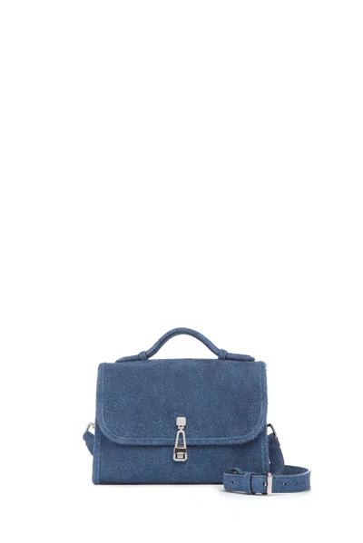 Gabriela Hearst Small Leonora In Medium Blue Suede Denim In Medium Blue Denim