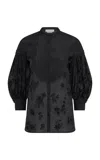 Gabriela Hearst Sofia Puff-sleeve Silk Shirt In Multi