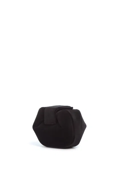 Gabriela Hearst Soft Demi Clutch In Black Cotton Velvet In Brown