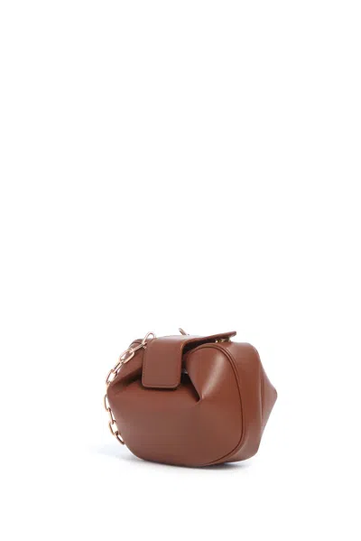 Gabriela Hearst Soft Demi Clutch With Chain In Cognac Nappa Leather