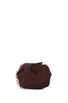 Gabriela Hearst Soft Demi Clutch With Chain In Dark Brown Suede In Brown