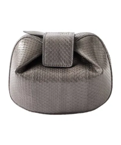 Gabriela Hearst Soft Demi Snake-effect Leather Clutch In Gray