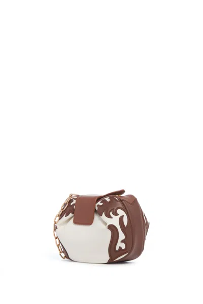 Gabriela Hearst Soft Demi Western Clutch With Chain In Ivory Multi Nappa Leather In Brown