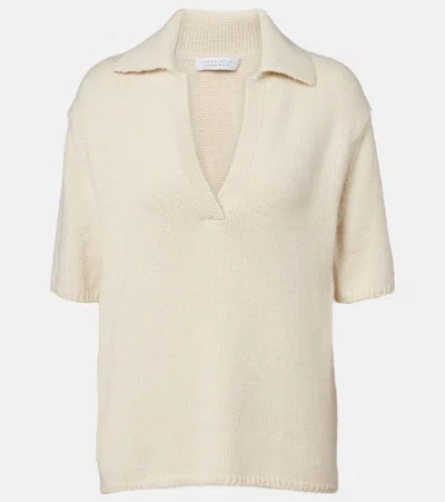 Gabriela Hearst Sohan Cashmere Polo Shirt In White