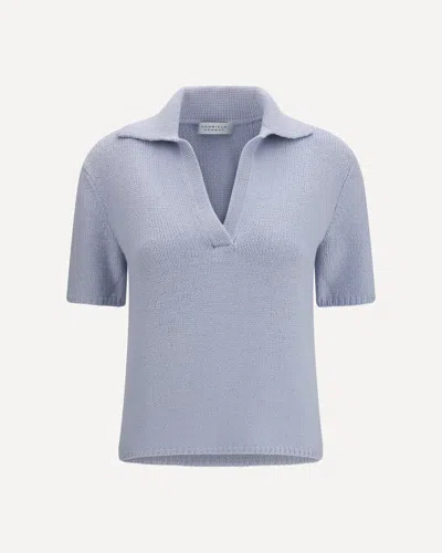 Gabriela Hearst Sohan Short-sleeved V-neck Sweater In Blue