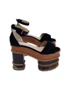 Gabriela Hearst Ss18 Runway Charlie Sandals In Navy Blue Velvet In Black
