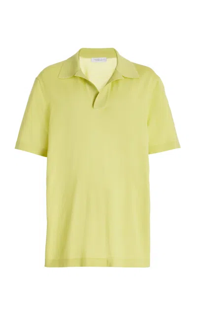 Gabriela Hearst Stendhal Knit Short Sleeve Polo In Lime Adamite Cashmere