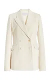Gabriela Hearst Double-breasted Brushed Silk Blazer In Ivory