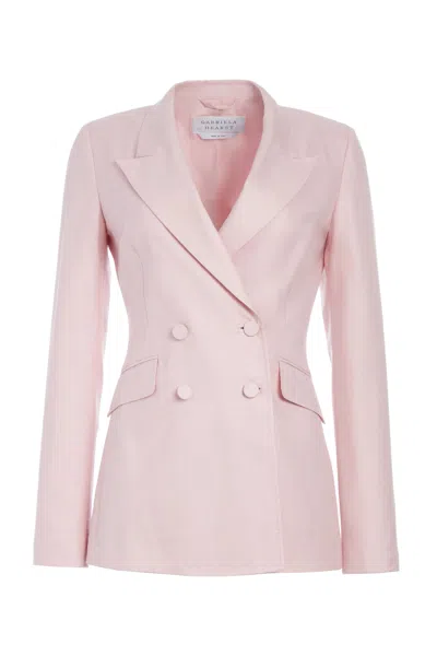 Gabriela Hearst Stephanie Double-breasted Wool, Silk And Linen-blend Blazer In Blush