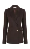 Gabriela Hearst Stephanie Double-breasted Silk Blazer In Brown