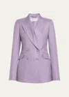 Gabriela Hearst Stephanie Wool-silk-linen Double-breasted Blazer Jacket In Lavender
