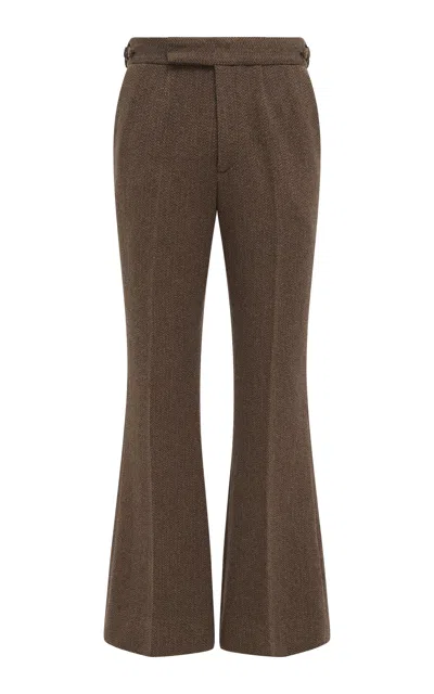 Gabriela Hearst Stevie Pant In Chocolate Multi Virgin Wool Cashmere Herringbone