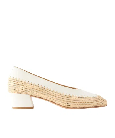 Gabriela Hearst Strength 40 Suede-trimmed Raffia Pumps In White