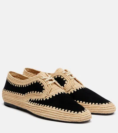 Gabriela Hearst Strength Raffia And Suede Derby Shoes In Black