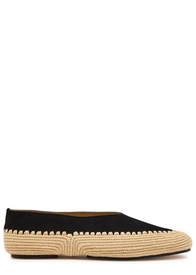 Gabriela Hearst Strength Raffia And Suede Flats In Black