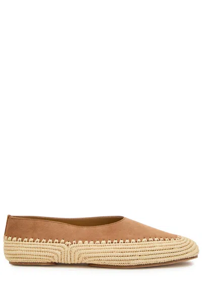 Gabriela Hearst Strength Raffia And Suede Flats In Brown