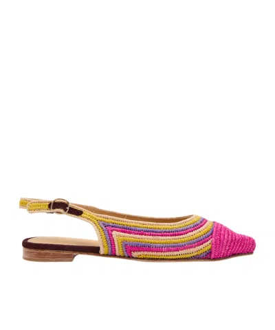 Gabriela Hearst Strength Striped Raffia Slingback Flats In Multi