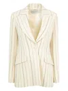 Gabriela Hearst Leiva Blazer In Ivory Multi Pinstripe Wool Cashmere In Neutral